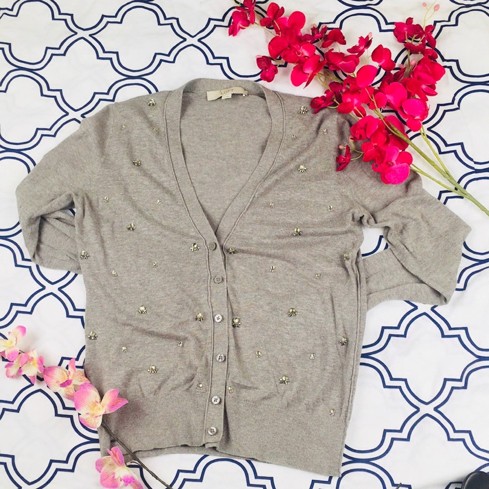 LOFT Jeweled Cardigan